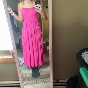 See You Monday Vibrant Pink Midi Dress